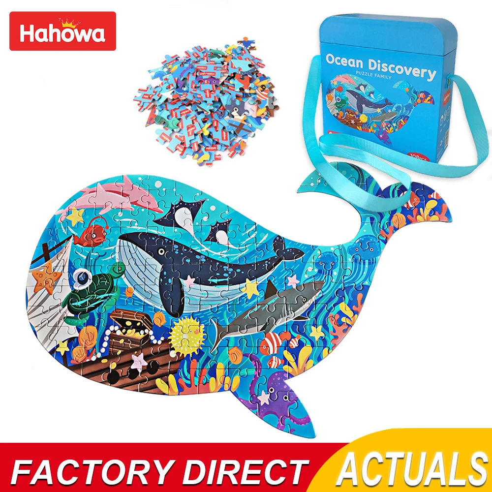 Hahowa Animal Shapes Puzzle Dinosaurs Whale Jigsaw Unique Kids Puzzles Educational Child Games Toys Christmas Gifts For Children