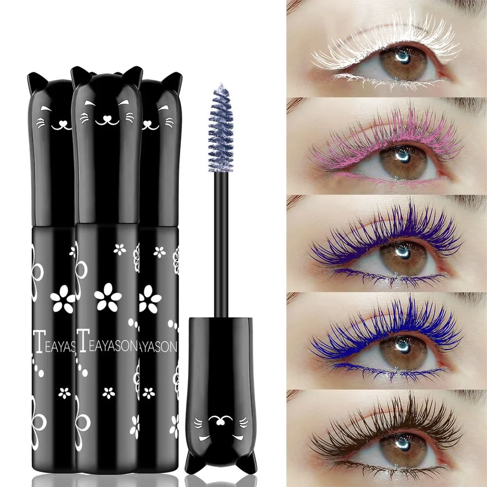 6 Color Mascara Waterproof Fast Dry Eyelashes Curls Extension Make-Up Eyelashes Blue Pink Purple Black White Coffee Ink Mascara