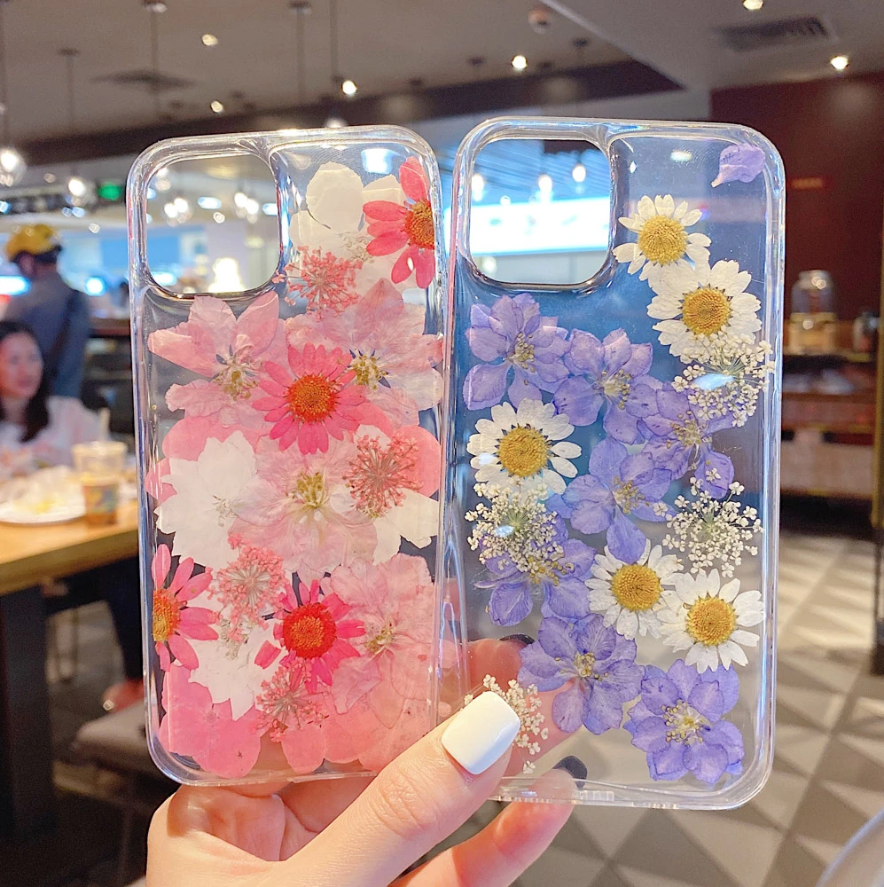 Real Dry Flower Phone Cases For iPhone 13 Pro Max Case Silicon Funda iPhone 11 Pro 12 Mini 8 7 Plus 6s X XS XR SE2 Clear Covers