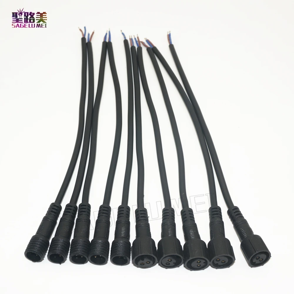 5/10/20/50 pairs Male to Female 2pin 3pin 4pin 5pin Waterproof wire led Connector IP68 Black Cable 20cm Pigtail for LED Light