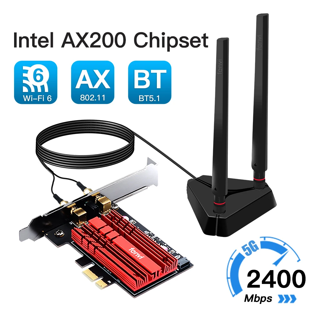 3000Mbps Wifi6 Dual Band Intel AX200 PCIe Wireless Wifi Adapter 2.4G/5Ghz 802.11ac/ax Bluetooth 5.1 AX200NGW Card For PC Windows