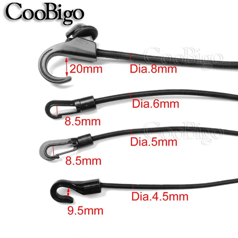 1PCS Pack 2M Heavy Duty Elastic Bungee Shock Cord Strap Stretch Plastic Hook Car Luggage Tent Kayak Boat Canoe Bikes Rope Tie