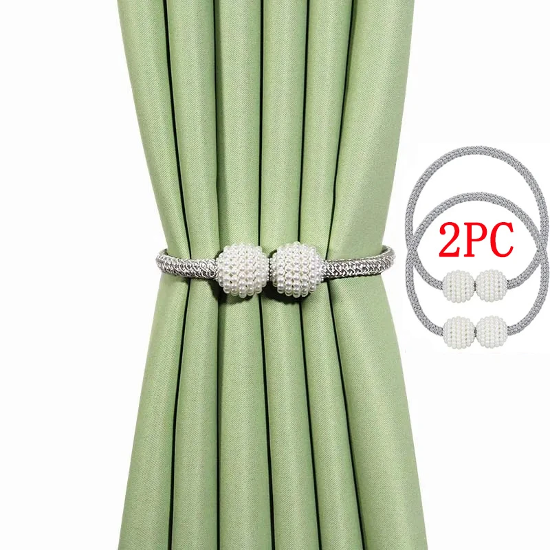 Magnetic Curtain Clip Room Accessories Pearl Ball Curtains Holder Tieback Home Decor Hanging Ball Buckle Tie Back