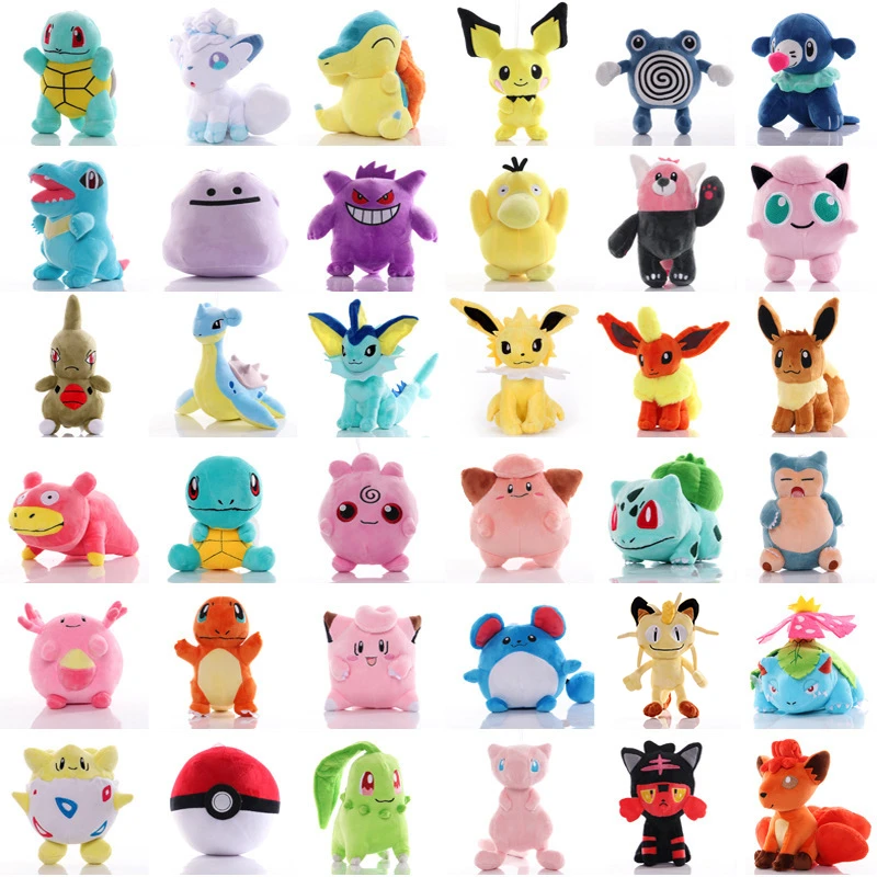Pikachus Squirtle Bulbasaur Charmander plush toys Eevee Jigglypuff Lapras Snorlax Claw machine doll Christmas gifts for kids