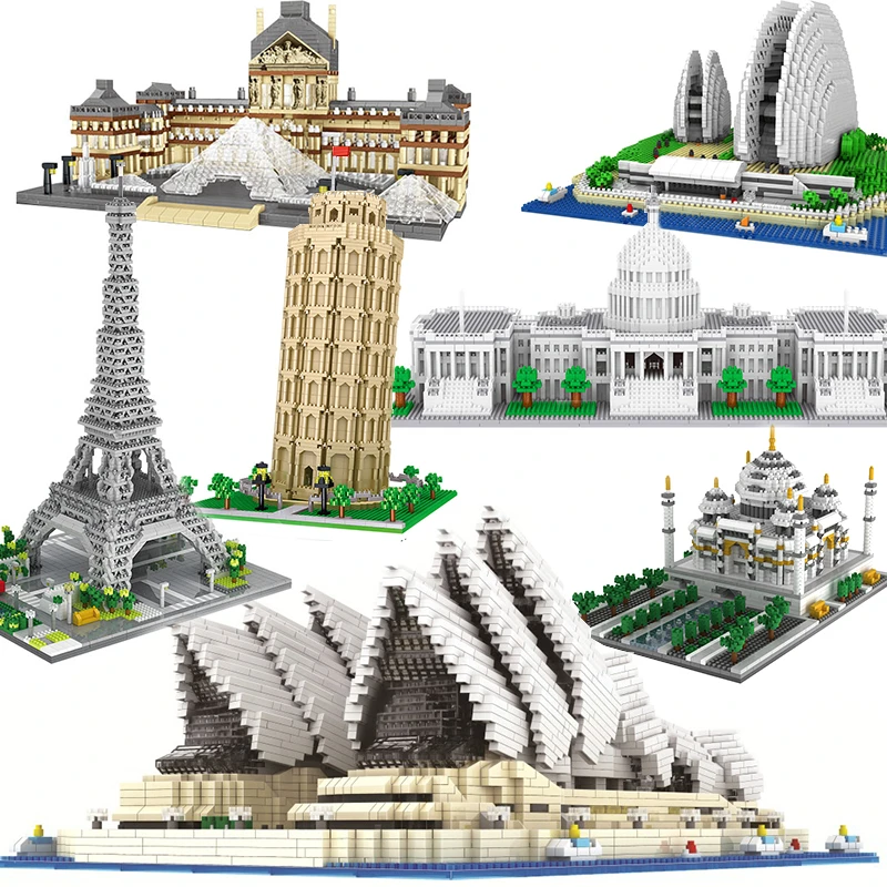 Architecture Big Ben Eiffel Tower London Pair Louvre Micro Building Blocks Capitol Sydney Opera House Taj Mahal Construction toy