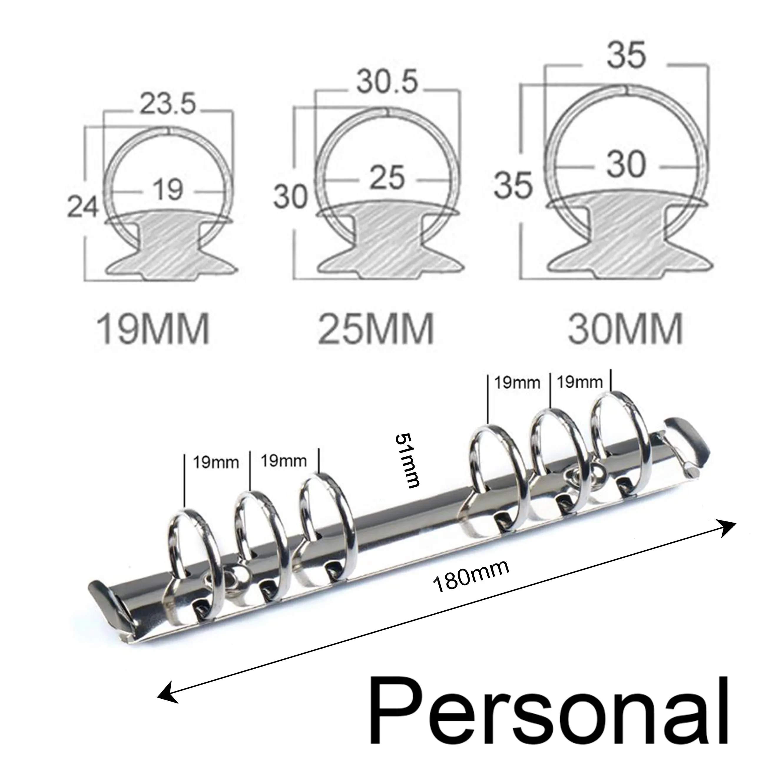 Moterm Personal/ PW Size Metal Spiral Rings Binder Clip With 2 Pairs of Screw For Diary Notebook Planner Binder Clip File Folder