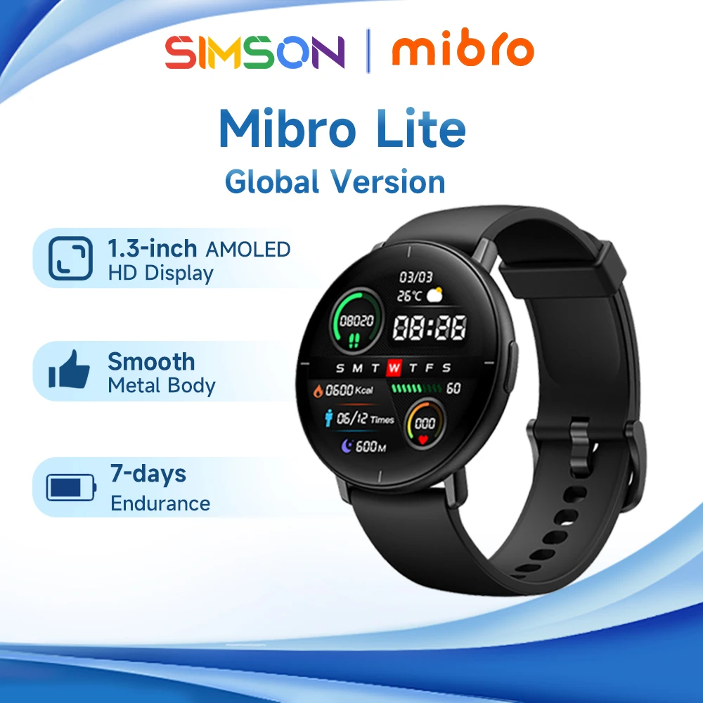 [World Premiere] Mibro Lite Smartwatch Men Women 1.3 Inch Amoled Screen Support Multi-language  Smart Watch Glabal Version