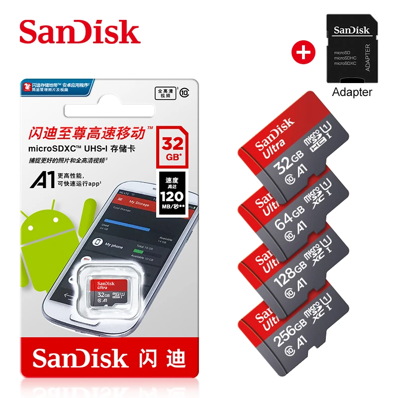 Sandisk Ultra Micro SD 128GB 64GB 32GB 16GB Micro SD Card SD/TF Flash Card Memory Card 16 32 64 128 gb microSD for adapter