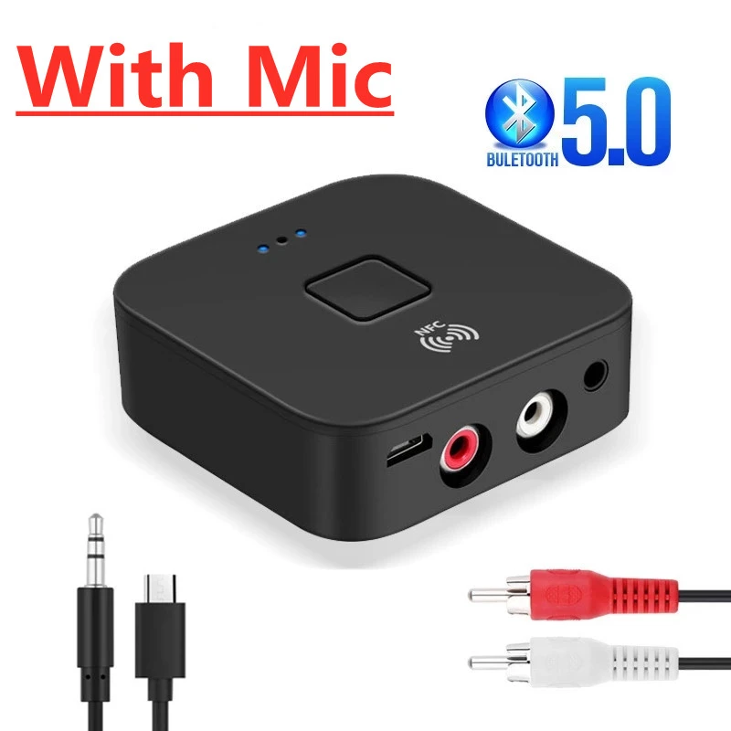 Bluetooth 5.0 RCA Audio Receiver APTX LL 3.5mm 3.5 AUX Jack Music Wireless Adapter With Mic NFC For Car TV Speakers Auto ON/OFF