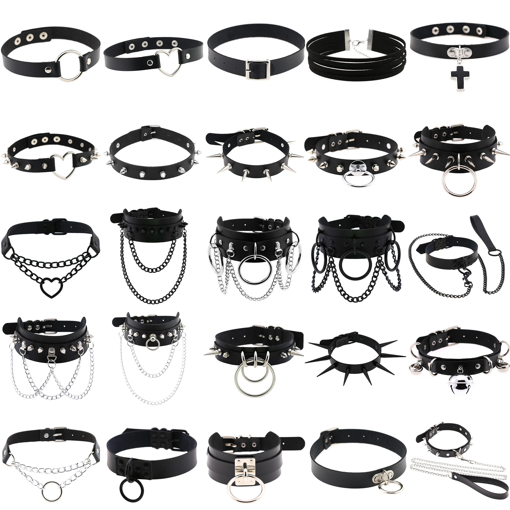 ZIMNO Sexy Punk Egirl Choker Collar Leather Choker Bondage Cosplay Goth Jewelry Women Gothic Male Necklace Harajuku Accessories