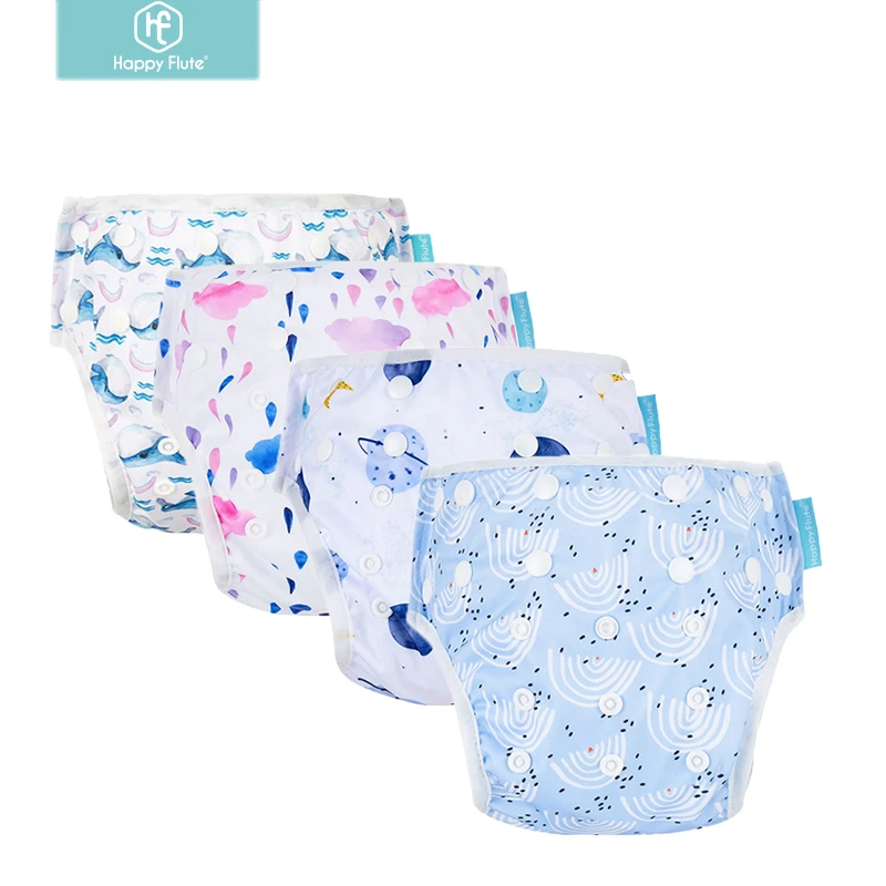 HappyFlute Baby Reusable 1PC Swimming Diapers Boys or Girls Cartoon Swimwear Children Adjustable Summer Swimming Nappy Pants