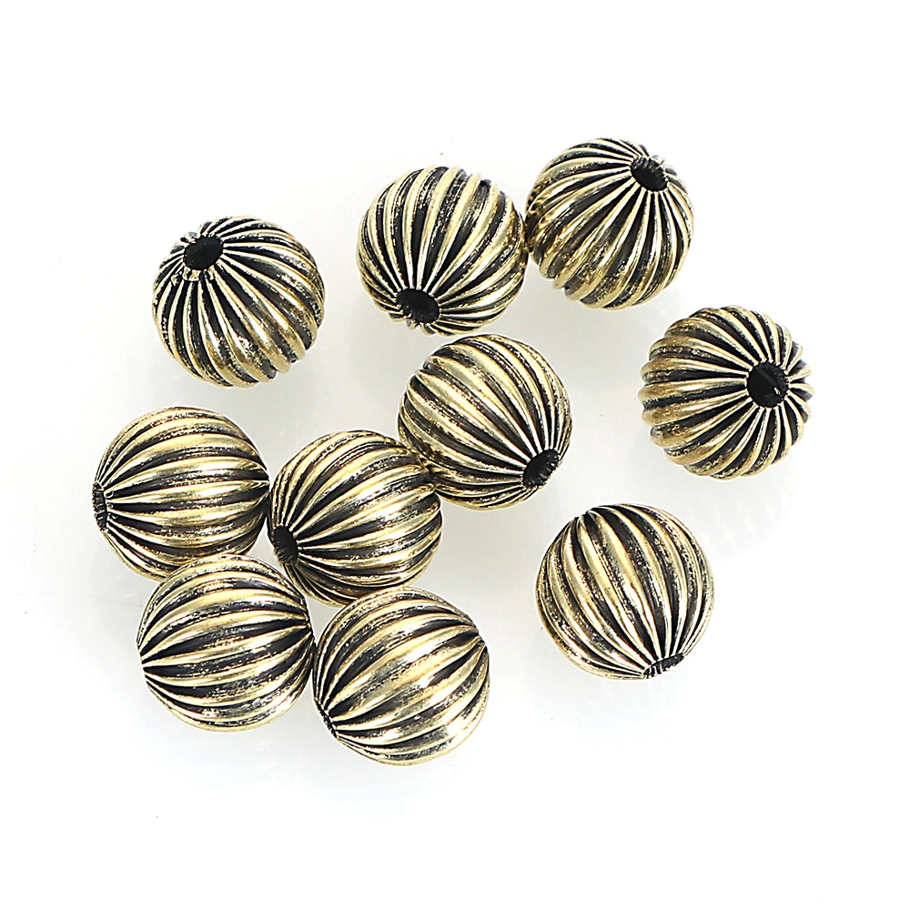 Miasol 10 Pcs Antique Bronze Plated Color Hollow Metal Stripe Round Spacers Beads For Diy Jewelry Making Accessories