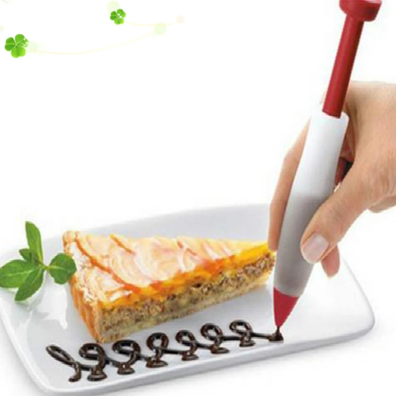 1Pcs Pastry Cream Chocolate Decorating Syringe Silicone Plate Paint Pen Cake Cookie Ice Cream Decorating Pens