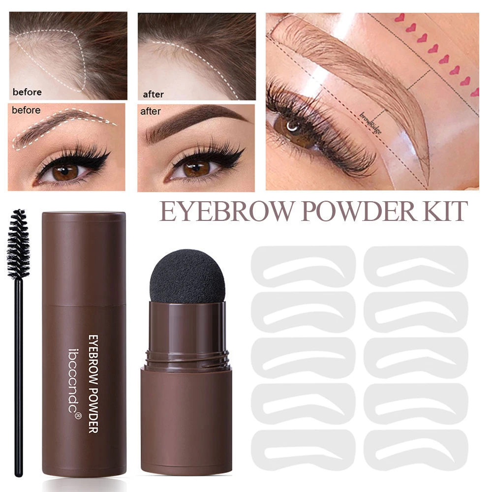New Eyebrow Stamp Shaping Makeup Waterproof Brow Powder Natrual Eye Eyebrow Stick Hair Line Contour Brown Black 3 Color