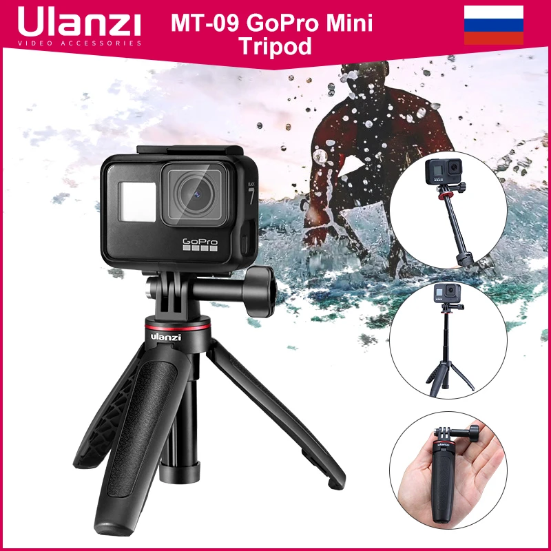 Ulanzi Updated MT-09 Extend Gopro Vlog Tripod Mini Portable Tripod for Gopro Hero 10 9 8 7 6 5 Black Session Osmo Action Camera