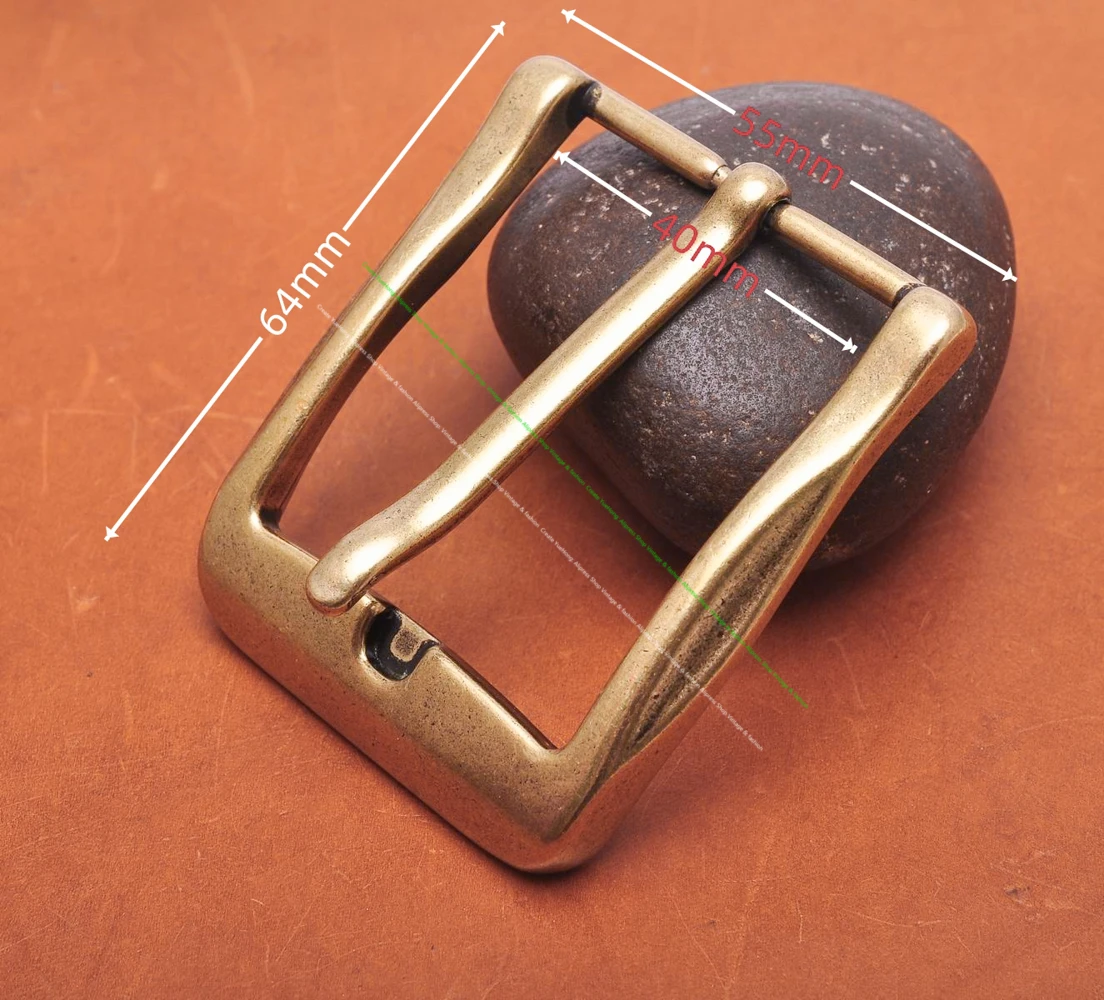 64*55MM (INNER 40 MM) Cool Solid Antique Brass Casual Men Single Pin Prong Leather Belt Buckle