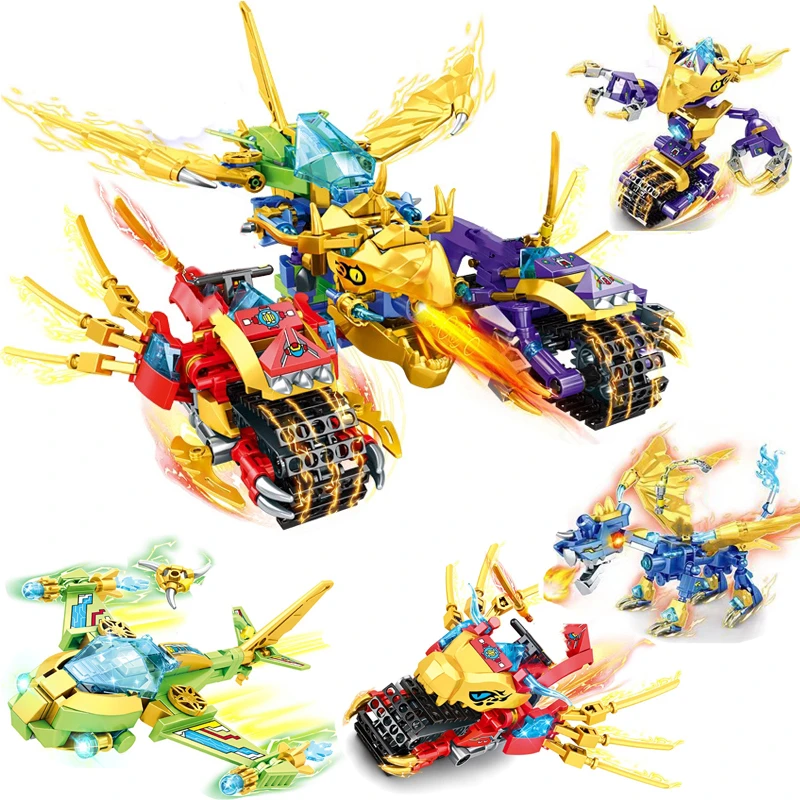 4 IN 1 Ninja Motor Motorbike Model Figures Building Blocks Kids Toys Bricks Gift for Children Boys