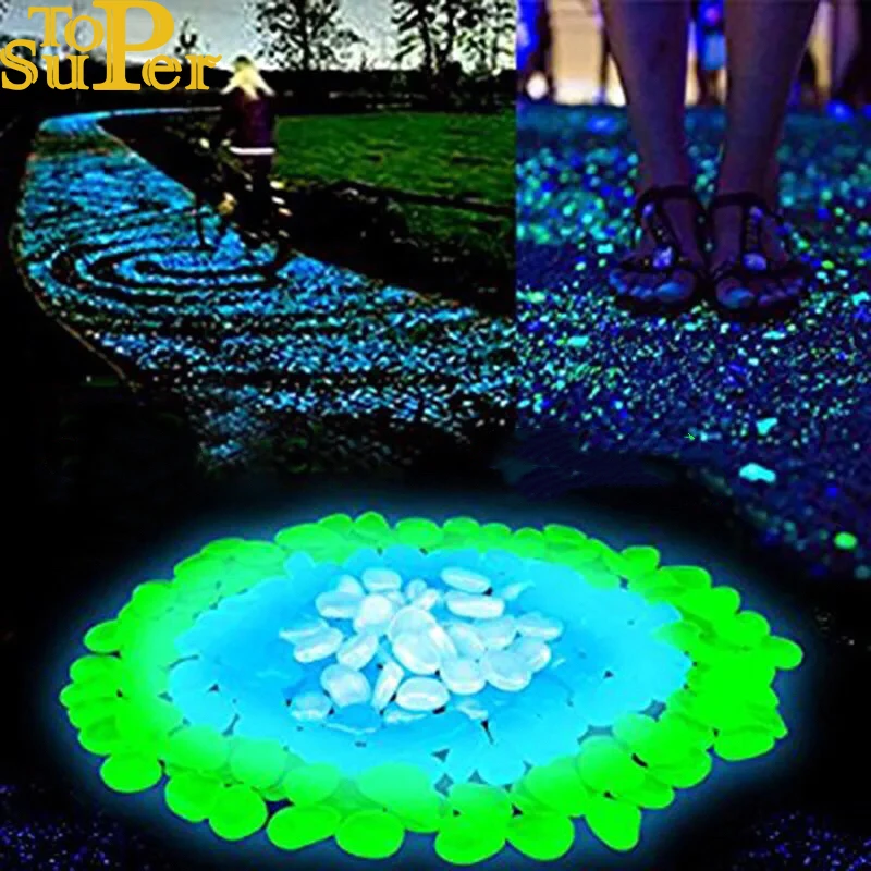 50/100pcs Luminous Stones Garden Pebbles Glow Stones Rocks for Walkways Garden Path Patio Lawn Garden Yard Decor