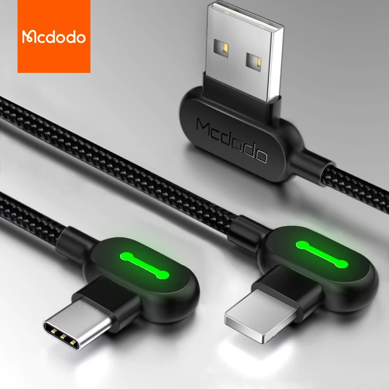 MCDODO LED USB Cable Fast Charging Micro USB Type C Mobile Phone Charger Data Cable For iPhone 13 12 11 Pro Max 8 Xiaomi Samsung