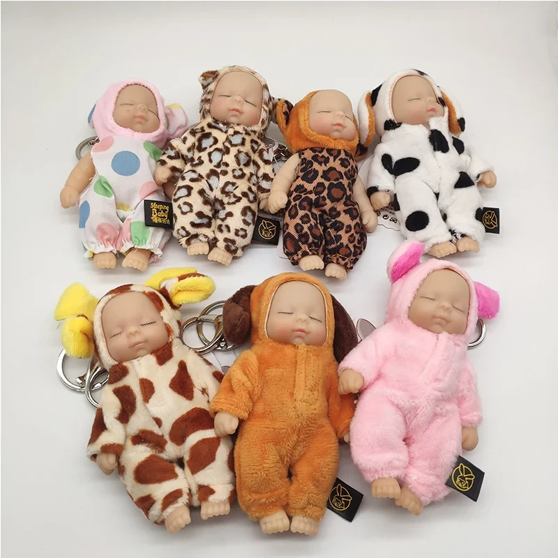 Cute Cartoon Baby Sleeping Doll Keychain PVC Lovely Vinyl Dolls Car Keyring Women Key Holder Gift Child Toy