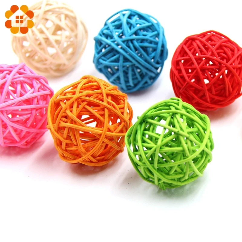 10PCS 3/4/5CM Round Shape Mutil Colors Rattan Ball Sepak Takraw For Christmas Birthday Party & Home Wedding Party Decoration