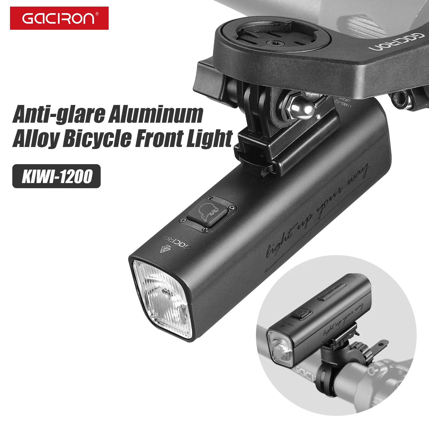GACIRON Bicycle bike Headlight Waterproof 1260 Lumens MTB Cycling Flash Light Front LED Torch Light Power bank bike accessories