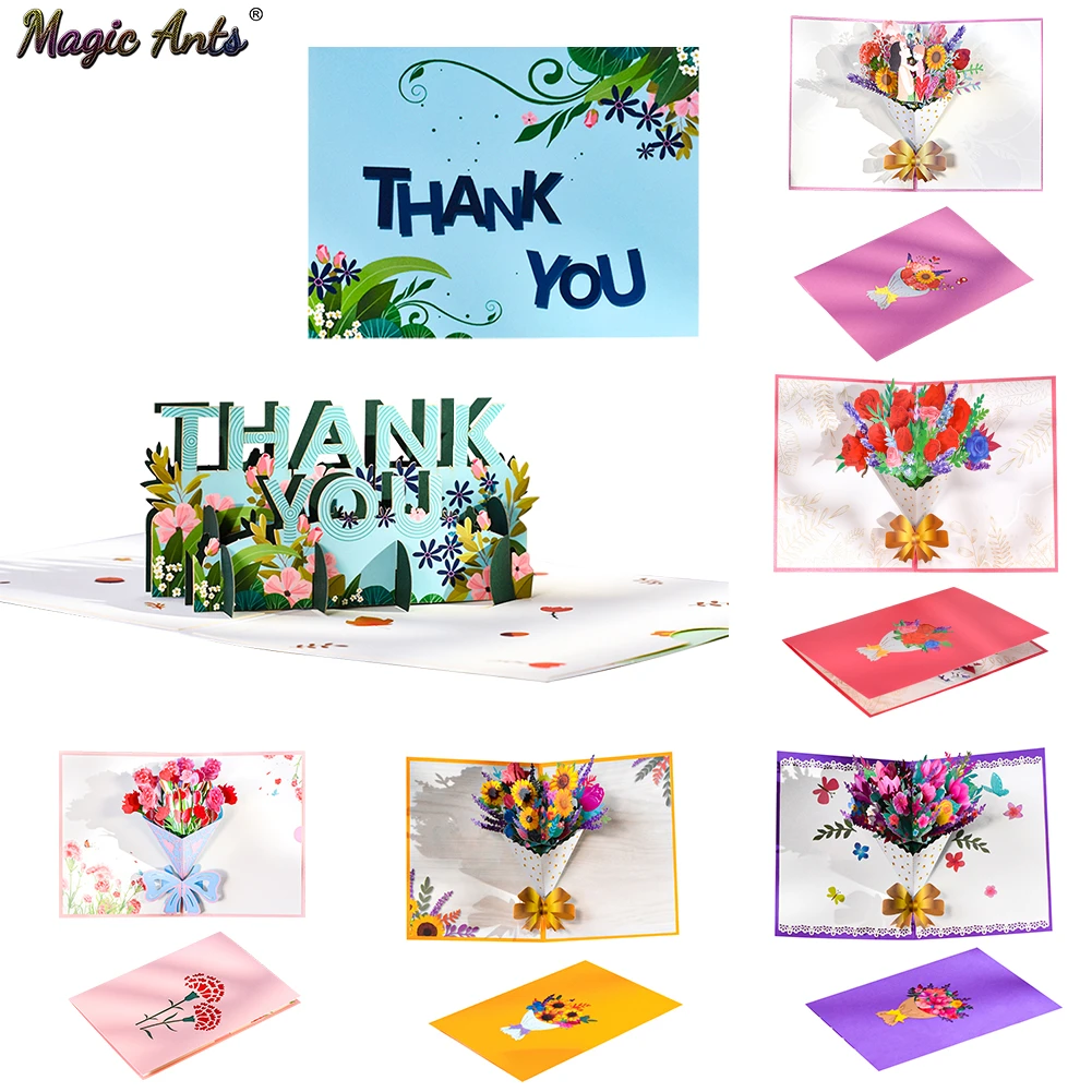 Thank You Card Pop-Up 3D Greeting Cards for Thanksgiving Mothers Fathers Day Gratuation Anniversary Valentines