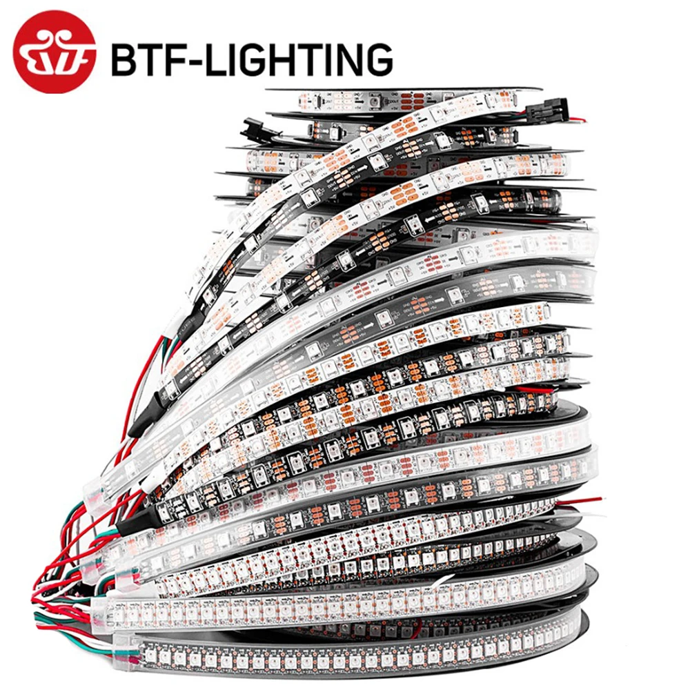 1m 2m 4m 5m WS2812B Led Lights WS2812 RGB Led Strip Light Individually Addressable Led Light Strip Black White PCB IP30 65 67 5V