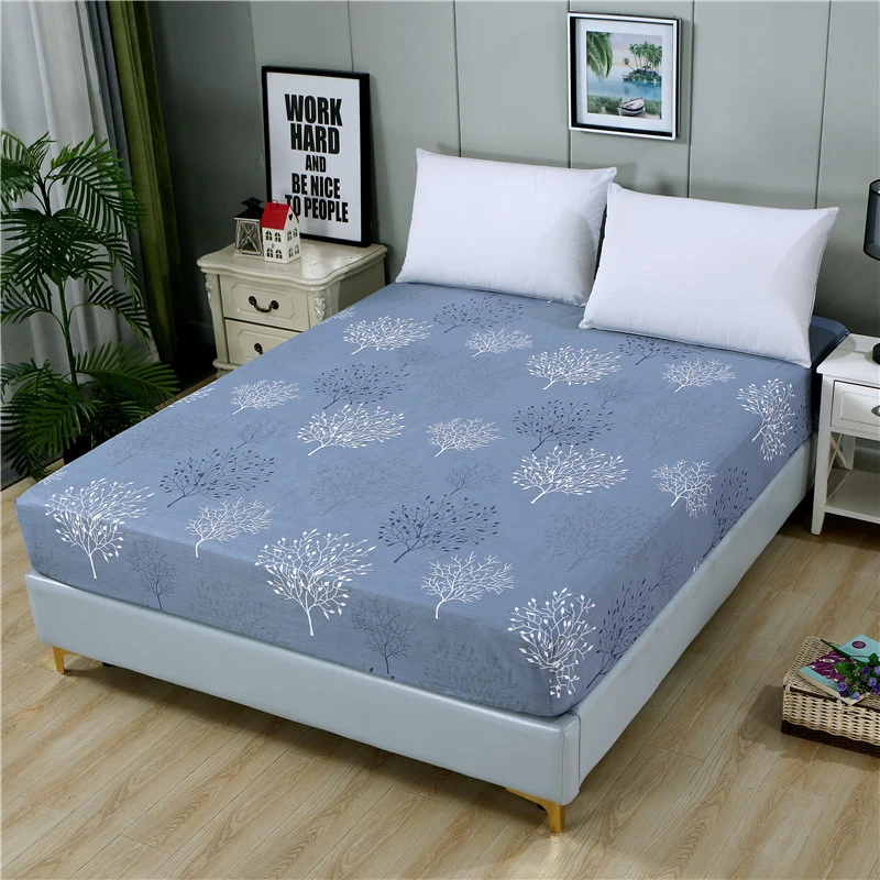 LAGMTA 1pc 100% Cotton New Product Printing Fitted Sheet Mattress Cover Four Corners With Elastic Band Bed Sheet