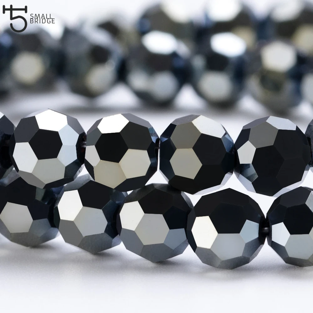 3 4 6 8mm Czech Black Glass Beads For Jewelry Making Bracelet Diy necklace beads Round loose Spacer Crystal Beads Wholesale Z102