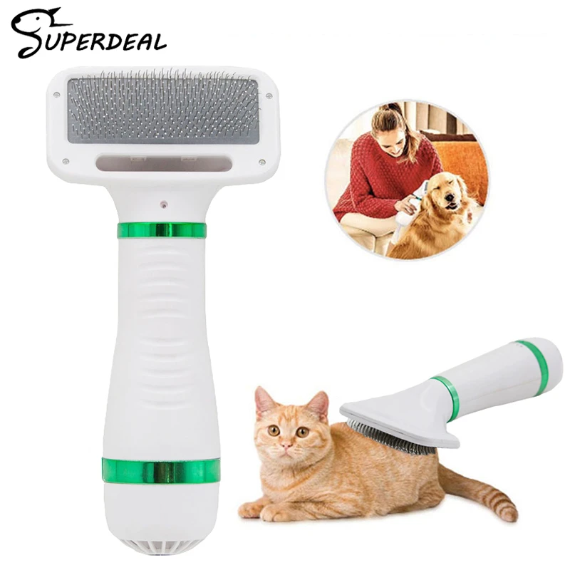 Pet Hair Dryer Portable  2 in 1 Dog Hair Dryer Home Pet Grooming Cat Hair Comb Dog Fur Blower Adjustable Temperature Pet Brush