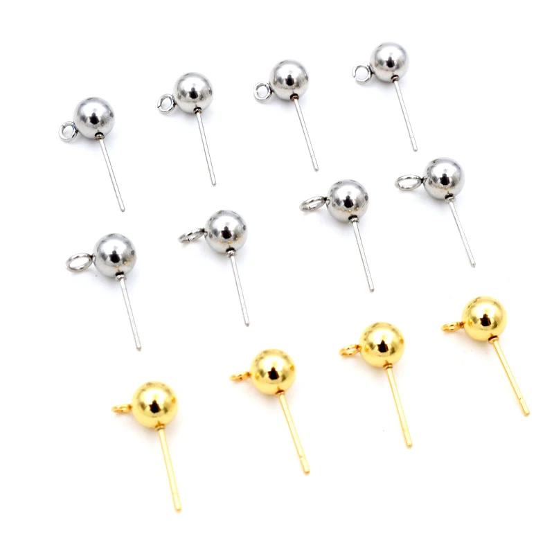 30pcs/Lot 3/4/5/6mm 316 Stainless Steel Pin Findings Stud Earring Basic Pins Stoppers Connector For DIY Jewelry Making Supplies