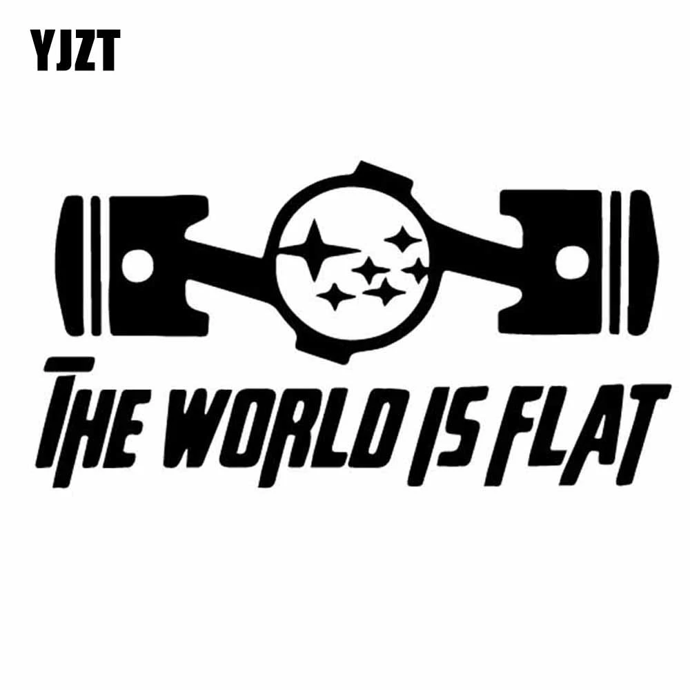 YJZT 16.3X8.4CM THE WORLD IS FLAT CAR STICKER DECAL VINYL JDM CREATIVE CARTOON Black/Silver C26-0246