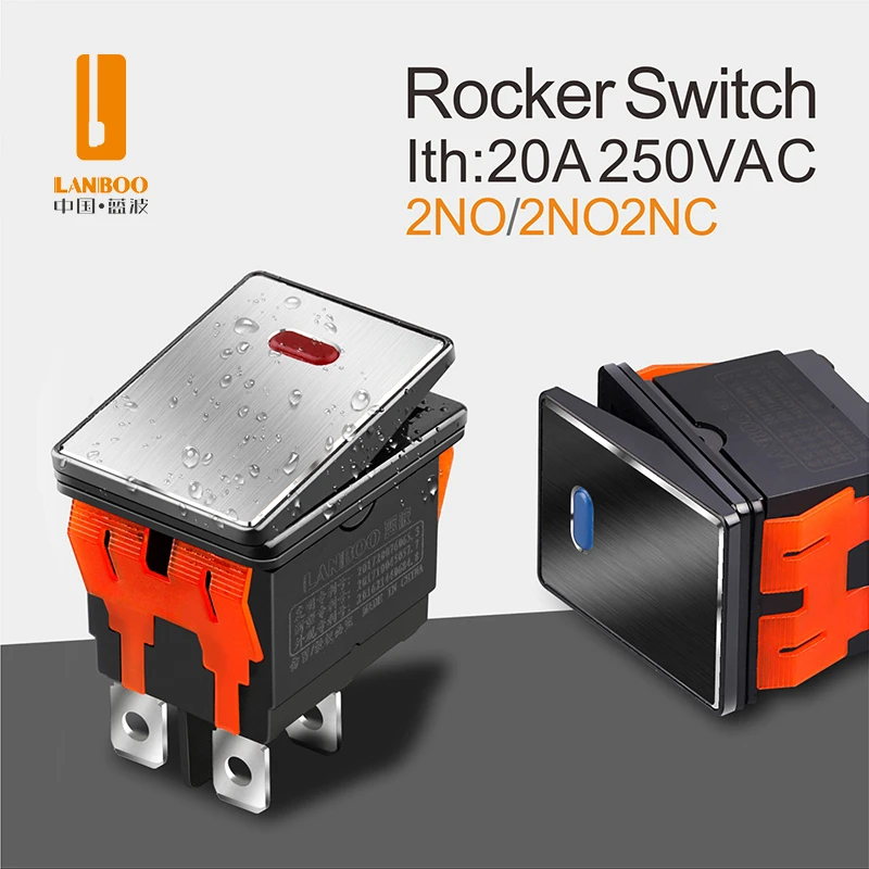 LANBOO 2822-2series  Rocker Switch ON-OFF 2 Position 4/6Pin Electrical equipment With LED Switch 16A 250VAC