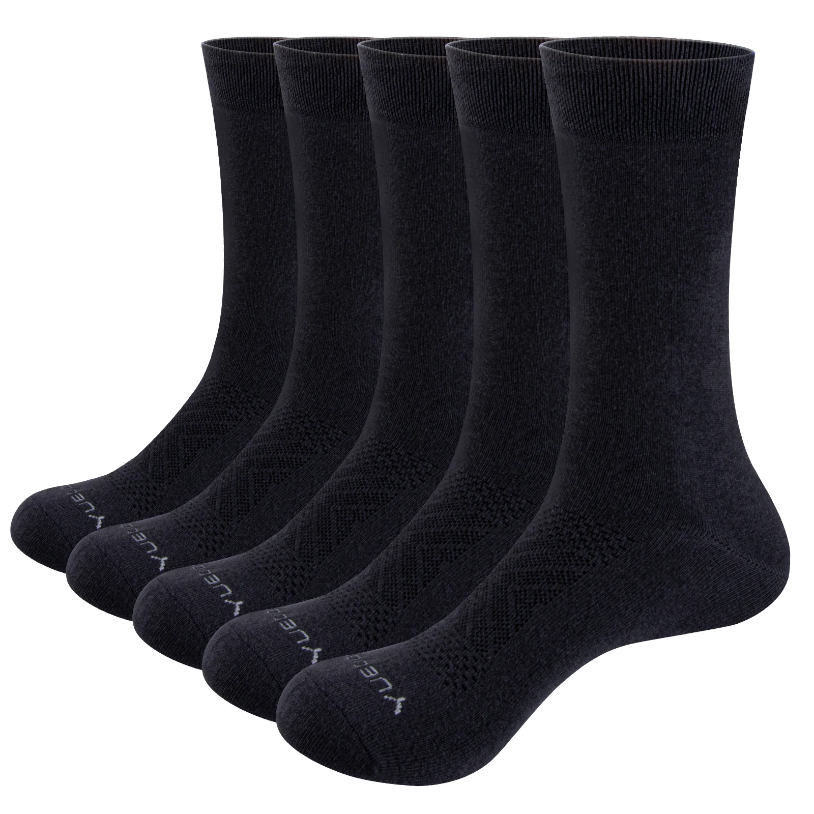 YUEDGE Brand High Quality Men's Deodorant Breathable Combed Cotton Black Crew Dress Socks Work Socks 5 Pair 38-47 EU