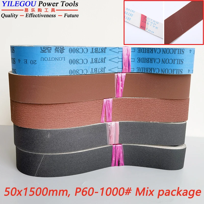 5 Pieces 50*1500mm Sanding Belt For Metal 1500 * 50mm Carborundum Sanding Screen Wet and Dry Dual-use With Grit 60 120 180 240