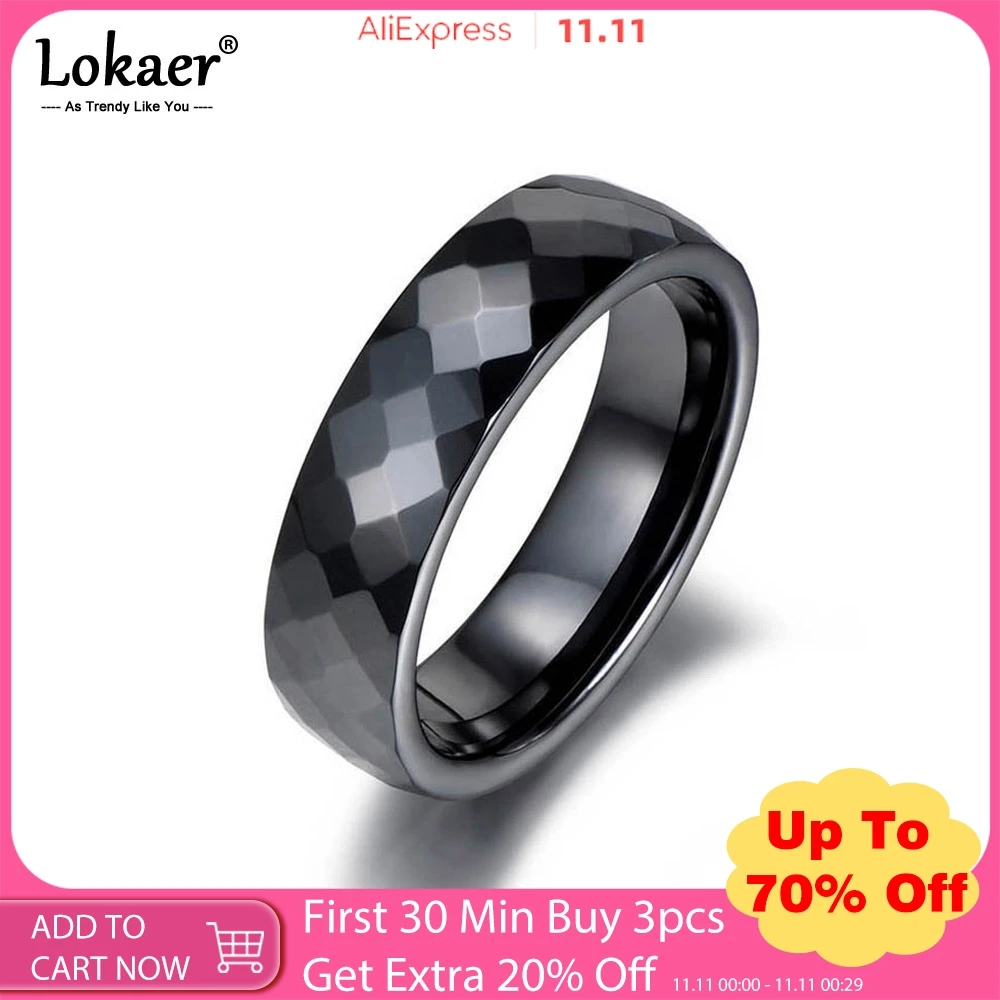 Lokaer Trendy Black & White Cutting Ceramics Rings Jewelry Classic Wedding Engagement Rings For Women Anneaux Anillos R18014