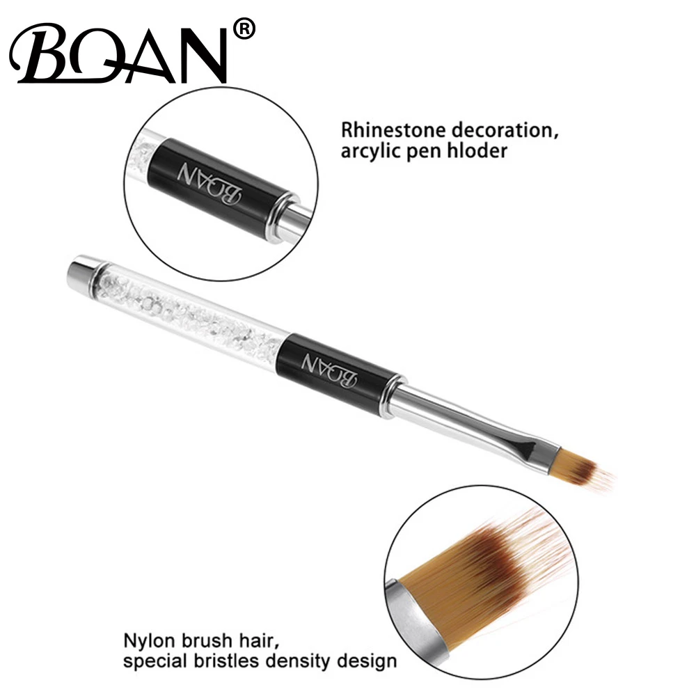BQAN 1pc Nail Ombre Brush Nail Art Painting Pen Brush UV Gel Polish Gradient Color Rhinestone Crystal Acrylic Nail Drawing Pen