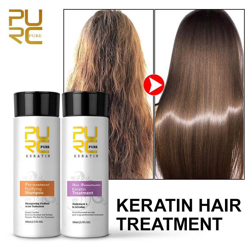 PURC Straightening Hair Scalp Treatment Curly Hair Products Brazilian Keratin Treatment + Purifying Shampoo Hair Care Set 11.11