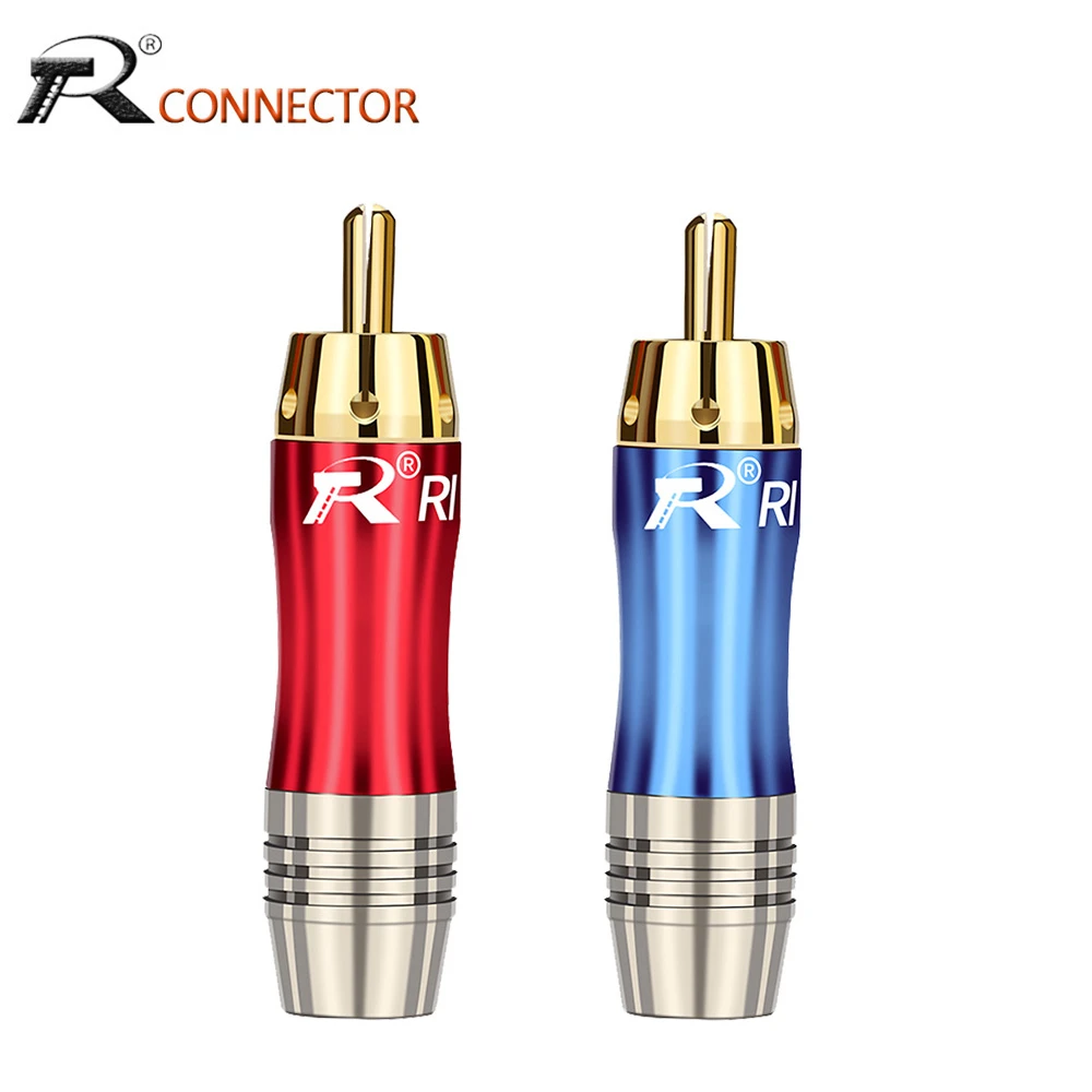 R Connector 1pair/2pcs  RCA Connector Wire male/Femal Plug audio adapter blue&red pigtail speaker plug for 8MM Cable gold plated