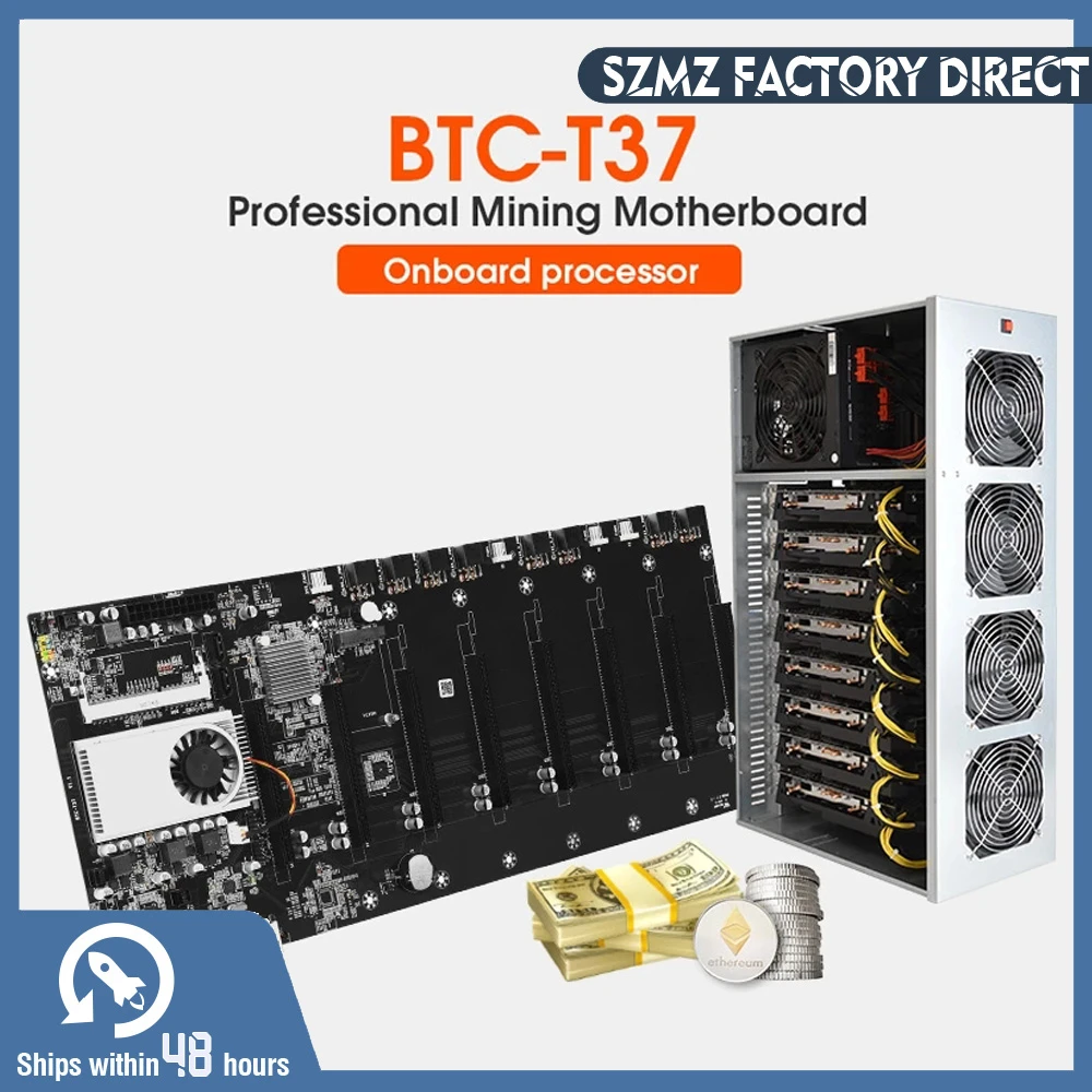 Mining Motherboard 8 GPU Mainboard With CPU Crypto Ethereum Bitcoin Riserless BTC 37 Mining Expert Board Miner Gigabit Network