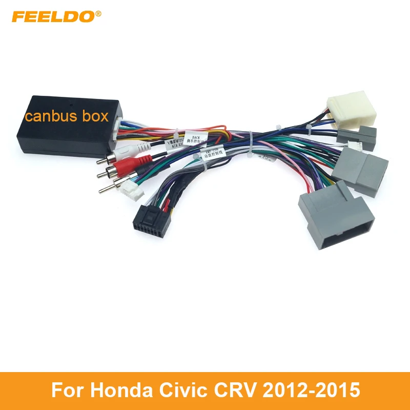 FEELDO Car Audio Radio CD Player 16PIN Android Power Calbe Adapter With Canbus Box For Honda Civic CRV Media Wiring Harness