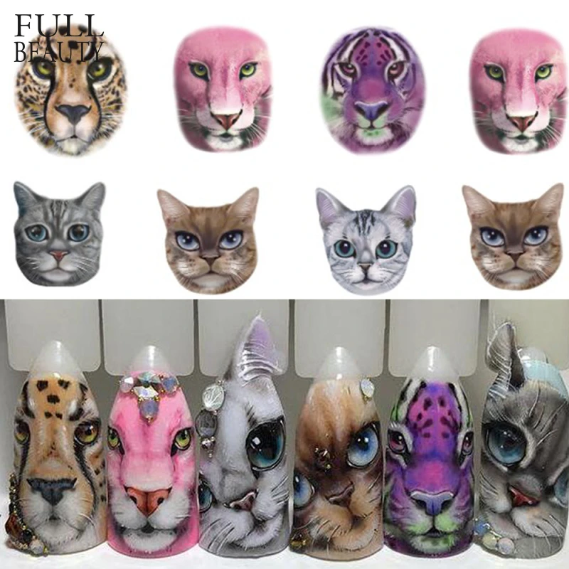 1 Sheets Nail Sticker Sexy Designs Anger Cat/Tiger/Leopard Slides for Water Transfer Temporary Tattoo Nail Decor CHSTZ455-501