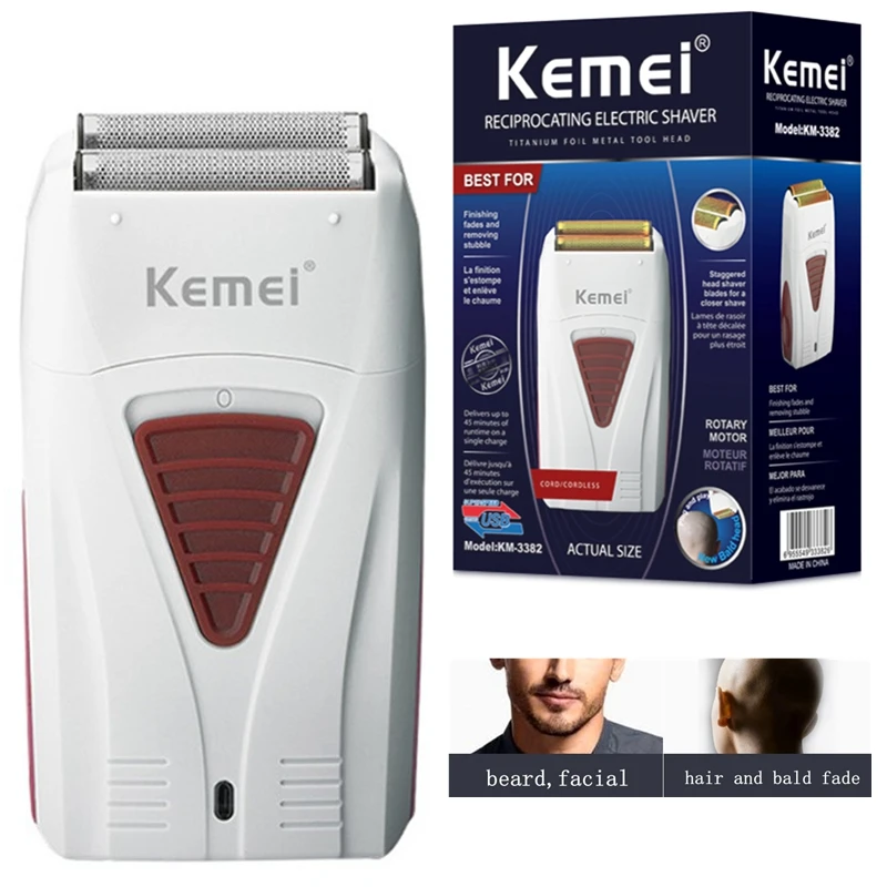 Original kemei finishing fade rechargeable electric shaver hair beard cleaning electric razor for men bald head shaving machine