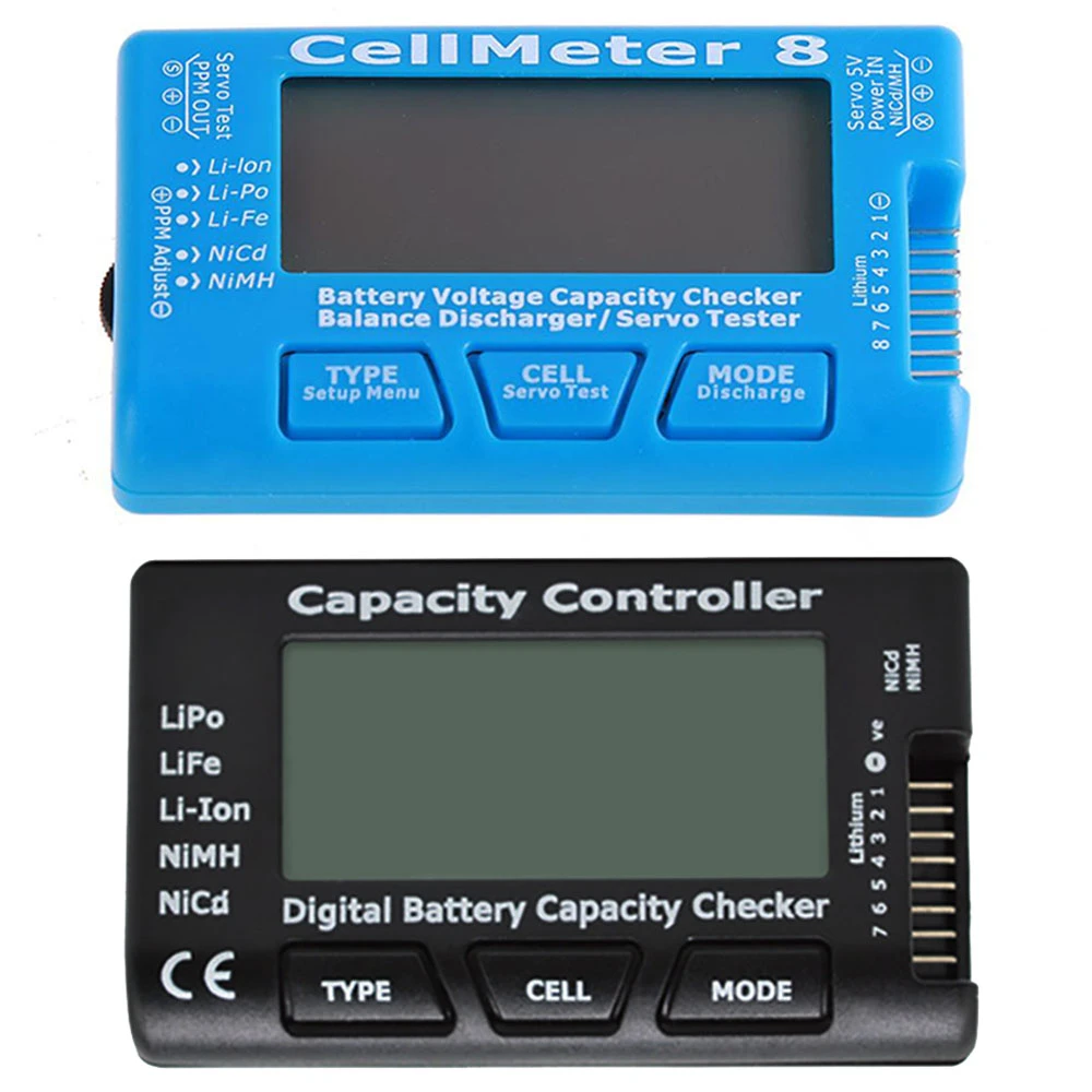 Droyuke LCD Digital Battery Capacity Checker CellMeter RC CellMeter7/CellMeter8 2-8S 4-8S Servo LiPo Li-lon NiMH Battery Tester