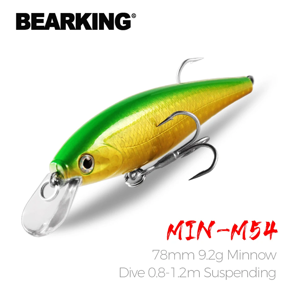Retail fishing tackle  new model,Bearking perfect action minnow,78mm/9.2g, dive 0.8-1.2m suspending bait , 5 colors for choose