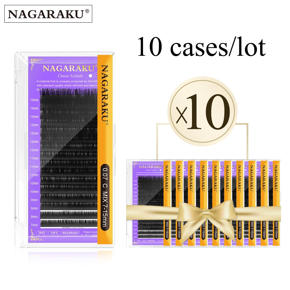NAGARAKU 10 cases Faux mink eyelash extension individual eyelashes Flase lash make up fake make up tool