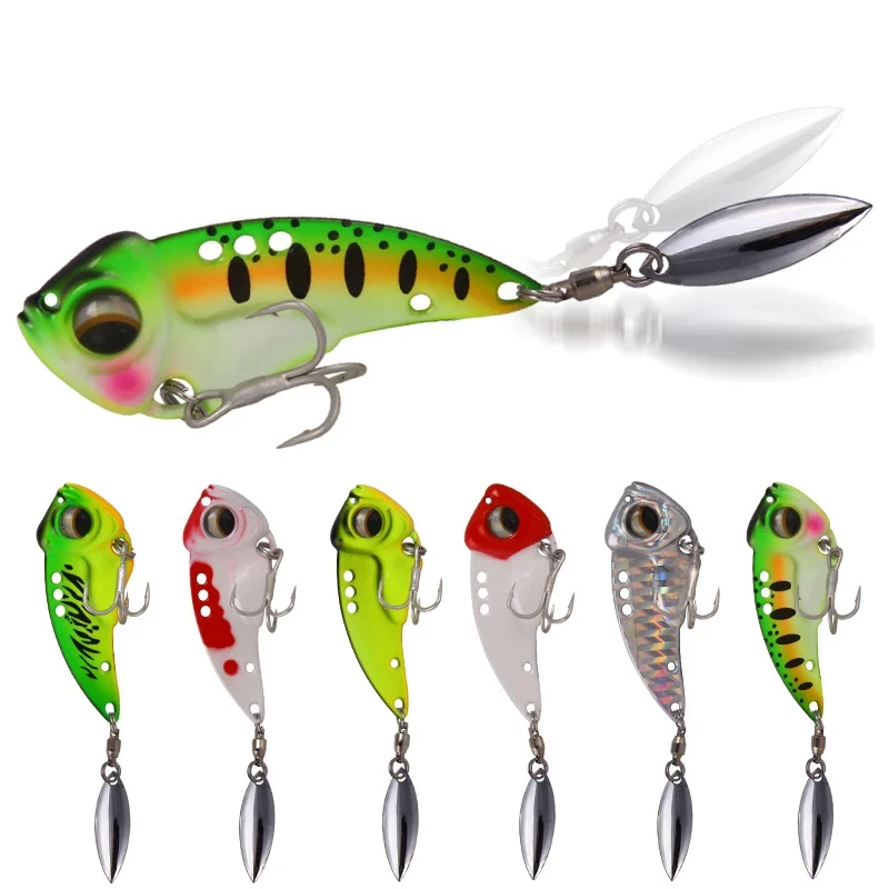 1pc 8.5g 12.5g 17g Fishing Metal VIB Hard Lure With Spoon Spinner 3D Eyes Vivid Vibrations Fishing Lure Bait Fishing Tackle