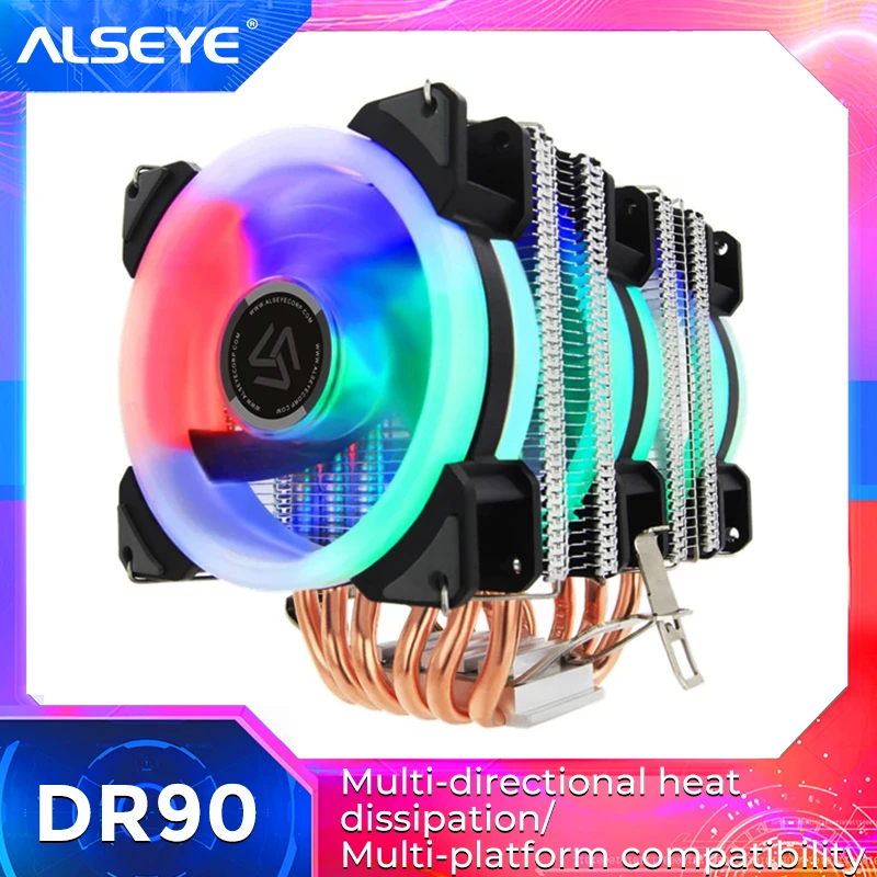 ALSEYE ST-90 CPU Cooler 6 Heatpipe with RGB 4pin CPU Fan High Quality CPU Cooling New Arrival support LGA775/115X/1200/1366/2011