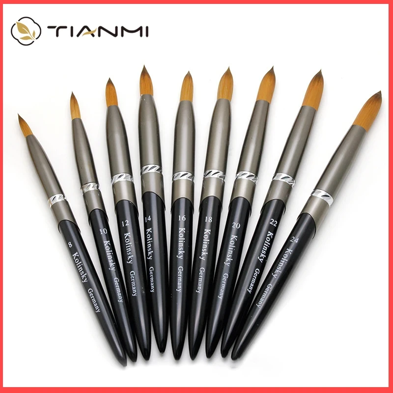 TIANMI kolinsky D Nail Brush Crystal Pen Pure Kolinsky Hair Acrylic Round Nail Brush Size 4/6/8/10/12/14/28 Nail Tool  2020